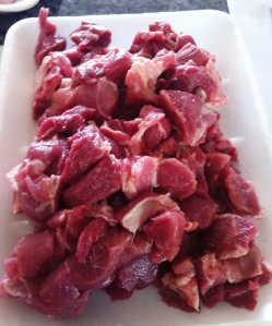 Chop up your meat to small cubes for processing