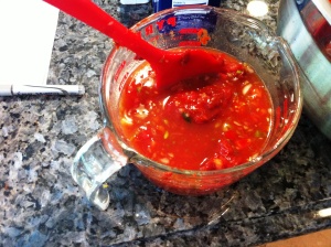 Mix removed liquied with tomato paste to create a thickener