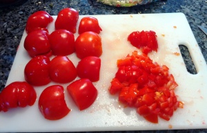 Slicing the tomato
